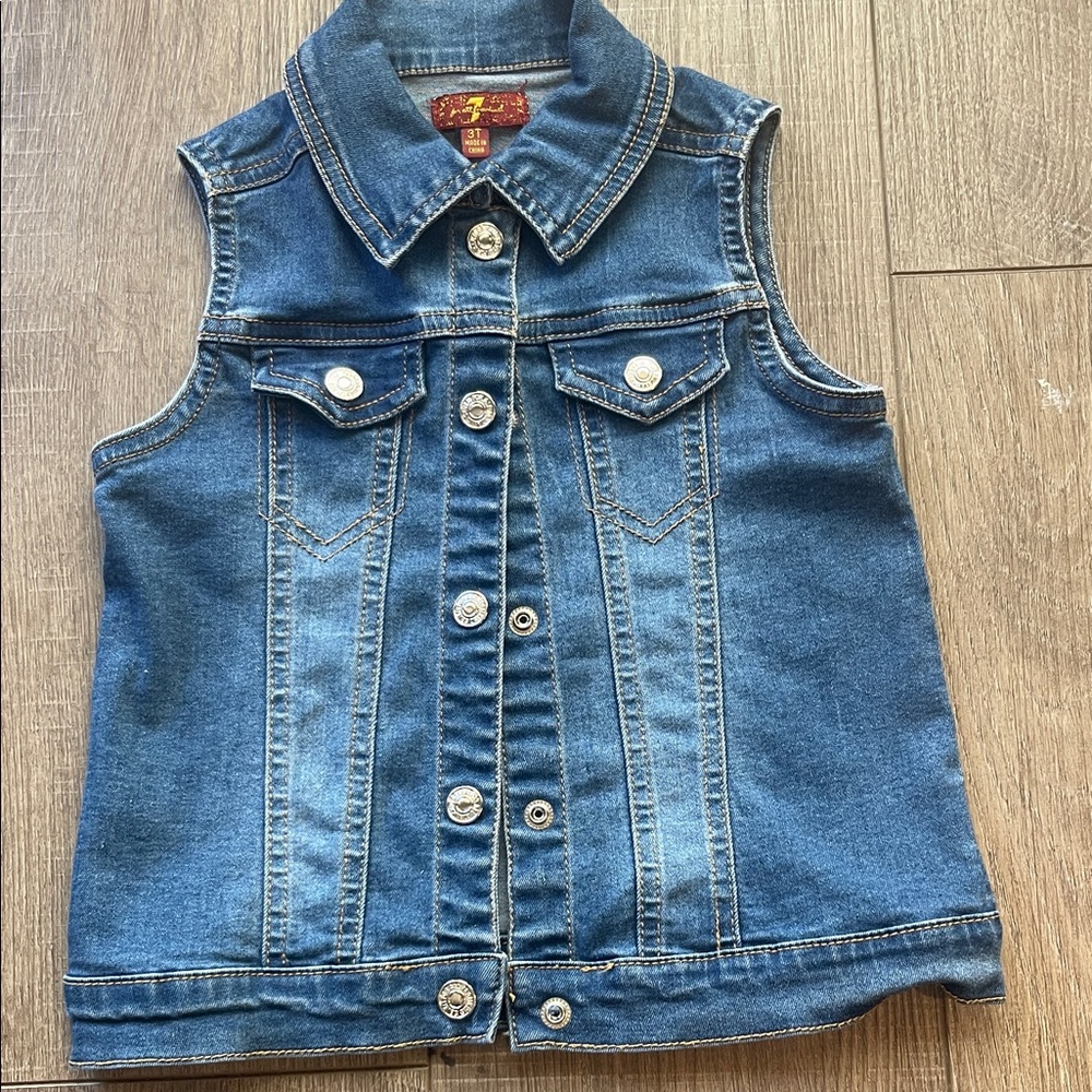 7 For All Mankind Classic Blue Denim Vest Size 3T